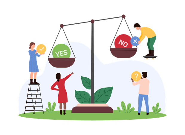 Business people working on decision making process  Illustration