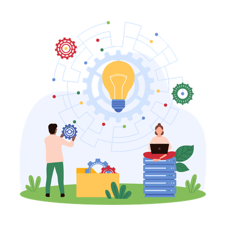 Business people working on Development of digital project  Illustration