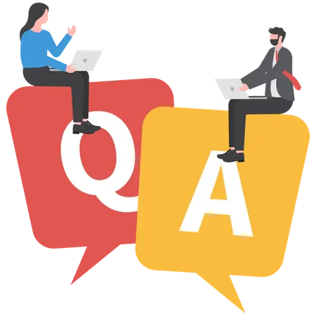 Business people working on dialog with question and answer  Illustration