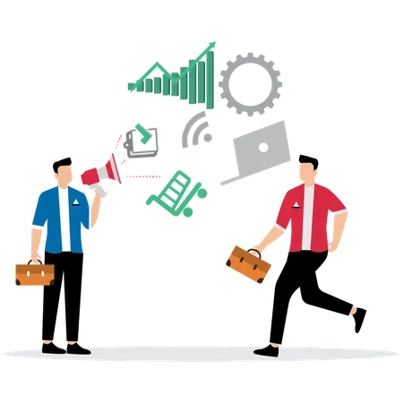 Business people working on Digital Transformation  Illustration
