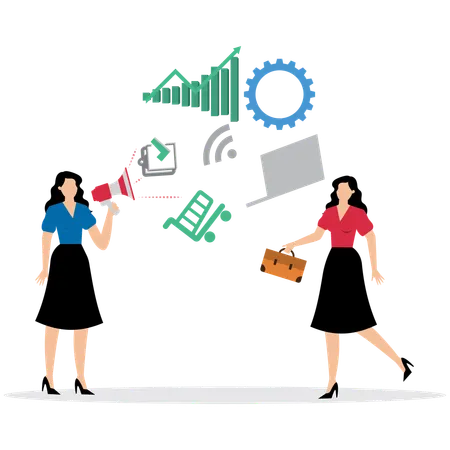 Business people working on Digital Transformation  Illustration