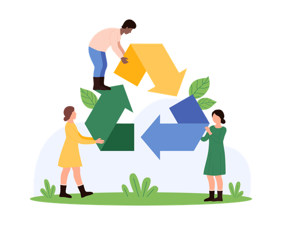 Business people working on eco friendly material  Illustration
