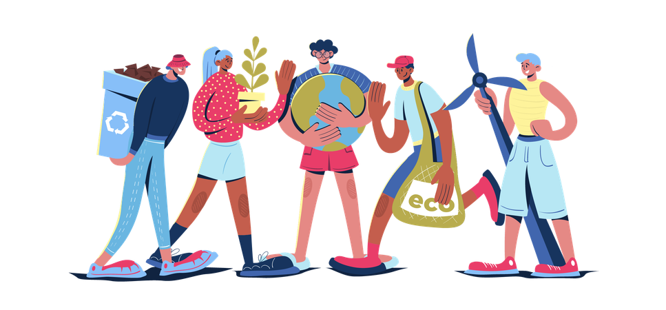 Business people working on ecology environment  Illustration