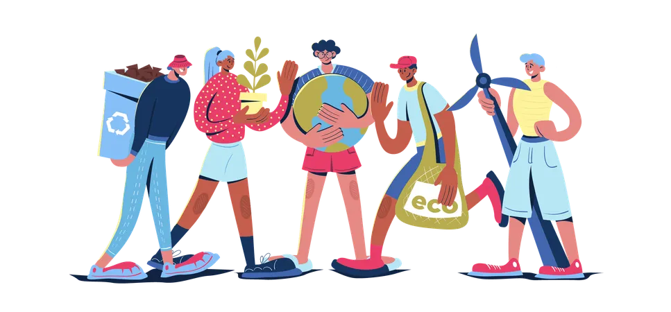 Business people working on ecology environment  Illustration
