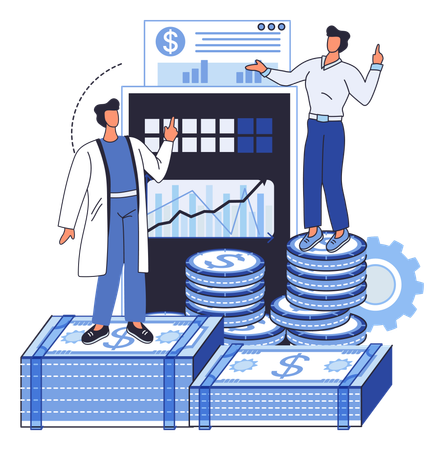 Business people working on economic profit  Illustration