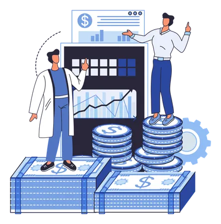 Business people working on economic profit  Illustration