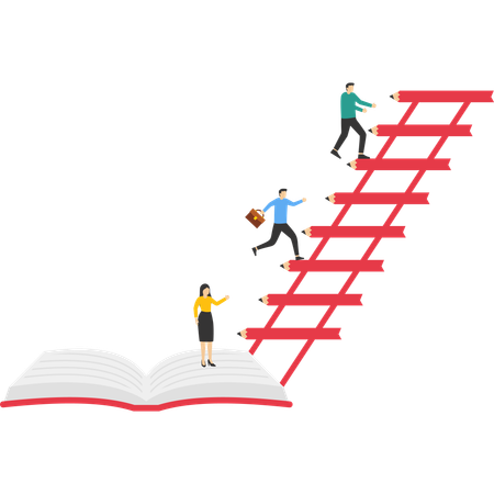 Business people working on education ladder  Illustration
