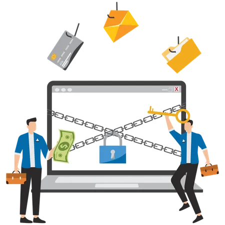 Business people working on email protection  Illustration