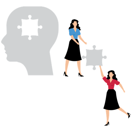 Business people working on filling mind gaps  Illustration