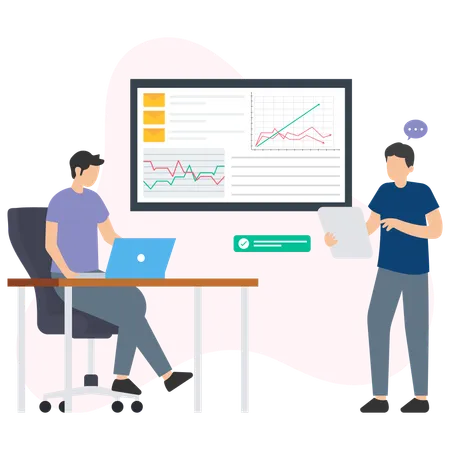 Business people working on finance dashboard  Illustration