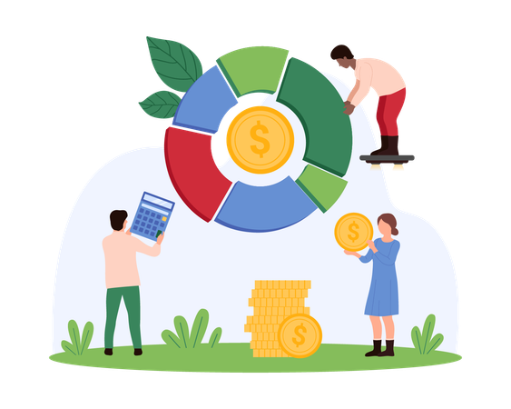 Business people working on financial analysis  Illustration