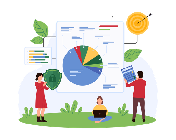 Business people working on financial analysis  Illustration