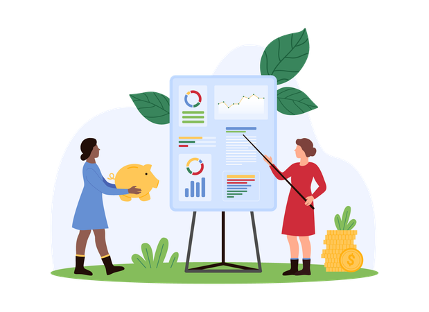 Business people working on financial chart analysis  Illustration