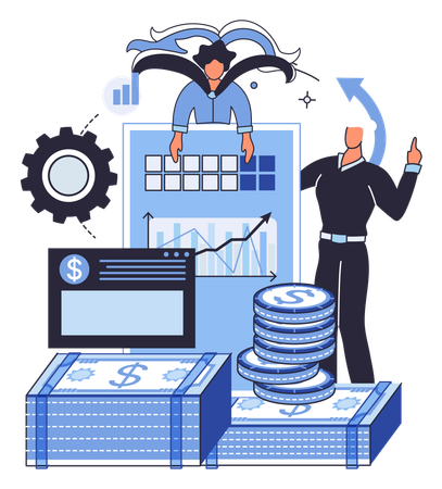 Business people working on financial graph  Illustration