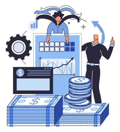 Business people working on financial graph  Illustration