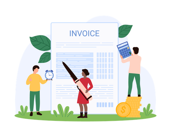 Business people working on financial management  Illustration