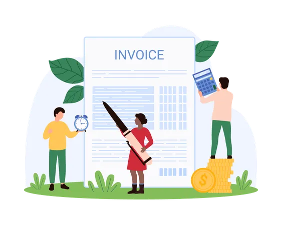 Business people working on financial management  Illustration
