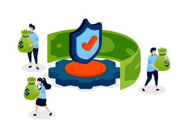 Business people working on financial mechanism  Illustration