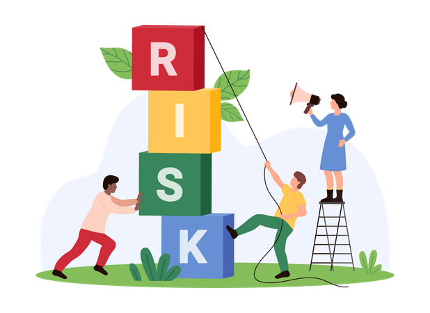 Business people working on financial risk management  Illustration