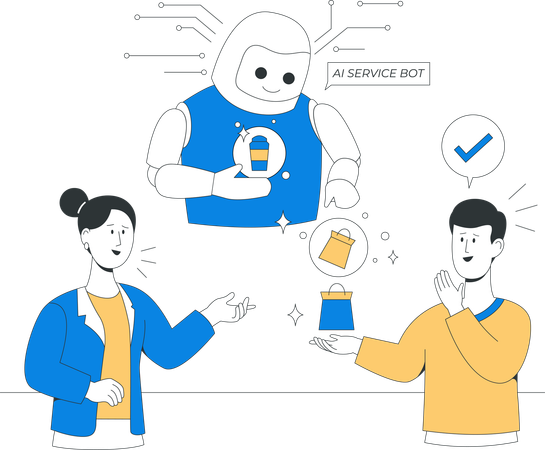 Business people working on futuristic ai  Illustration