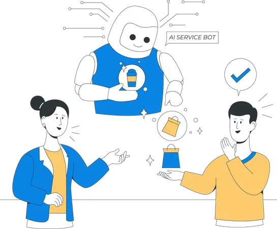 Business people working on futuristic ai  Illustration