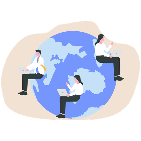 Business people working on global business  Illustration
