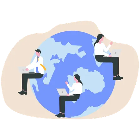Business people working on global business  Illustration
