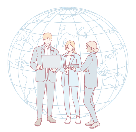Business people working on global connection  Illustration