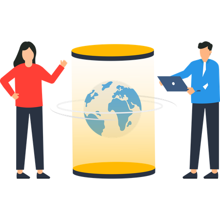 Business people working on Global Business Teamwork  Illustration