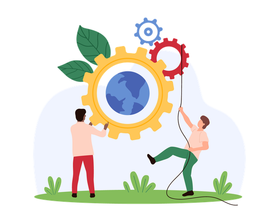 Business people working on global tech development  Illustration