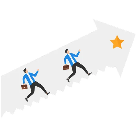 目標達成に取り組むビジネスマン  イラスト