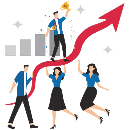 Business people working on business growth graph  Illustration