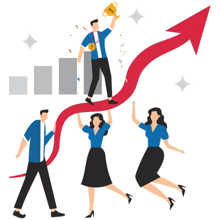 Business people working on business growth graph  Illustration