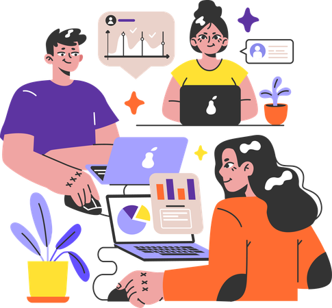 Business people working on business growth  Illustration