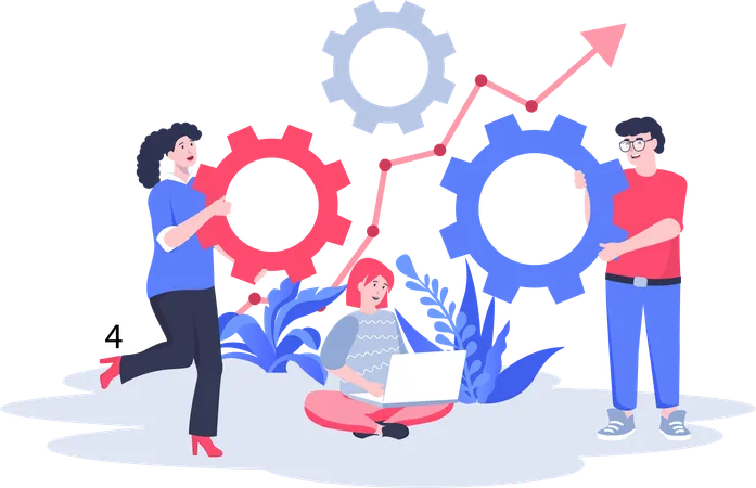 Business people working on growth management  Illustration