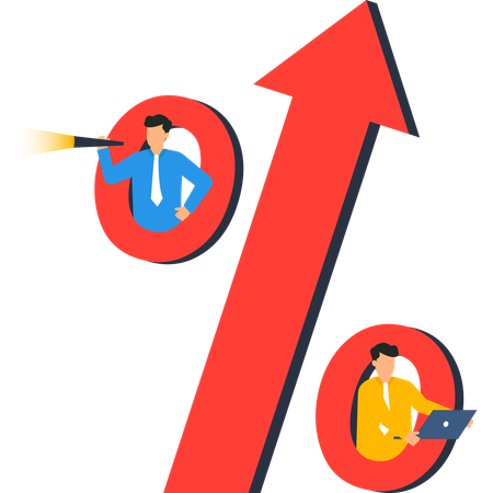 Business people working on growth percentage  Illustration