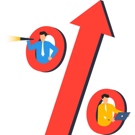Business people working on growth percentage  Illustration