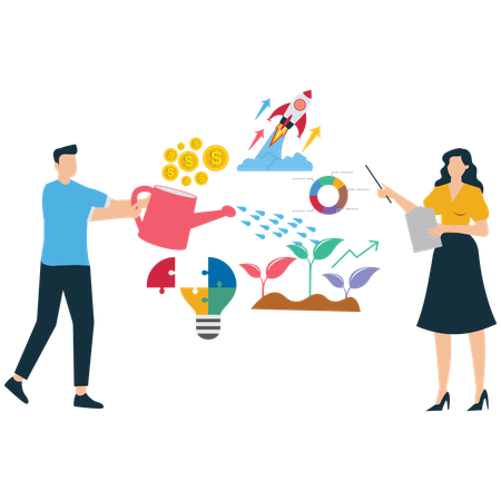 Business people working on Growth Strategy  Illustration