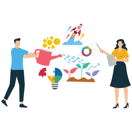 Business people working on Growth Strategy  Illustration