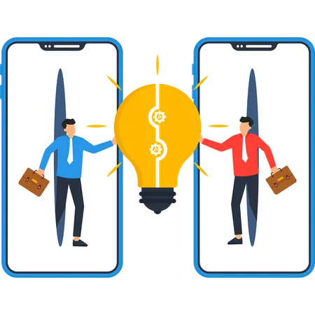 Business people working on idea collaboration  Illustration