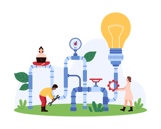 Business people working on Idea generation process  Illustration