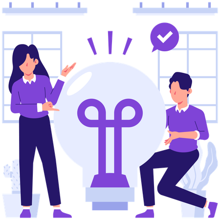 Business people working on business idea  Illustration