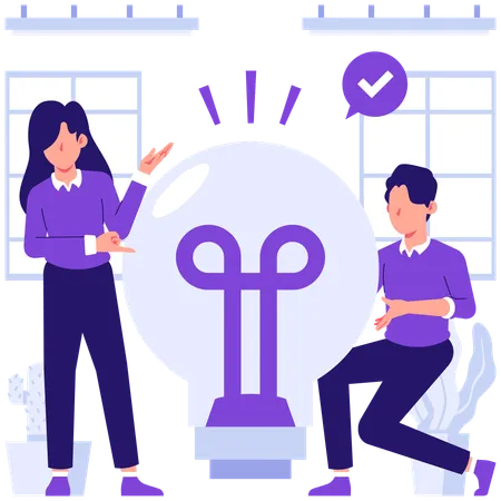 Business people working on business idea  Illustration