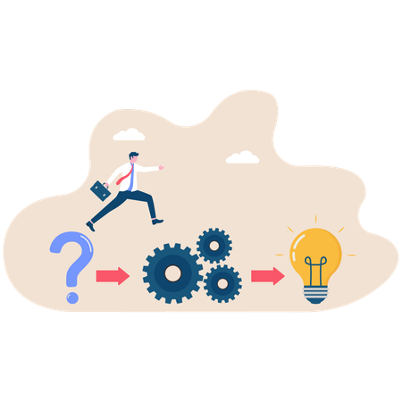 Business people working on idea problems  Illustration