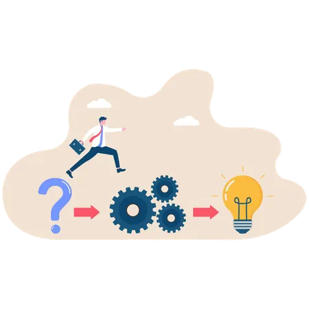 Business people working on idea problems  Illustration