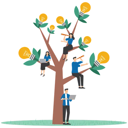 Business people working on innovation idea  Illustration