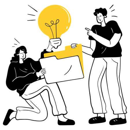 Business people working on innovative idea  Illustration