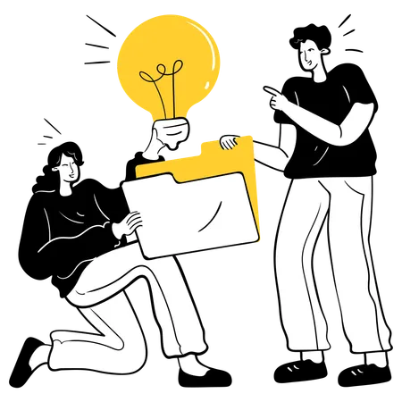 Business people working on innovative idea  Illustration