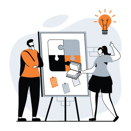 Business people working on innovative idea  イラスト