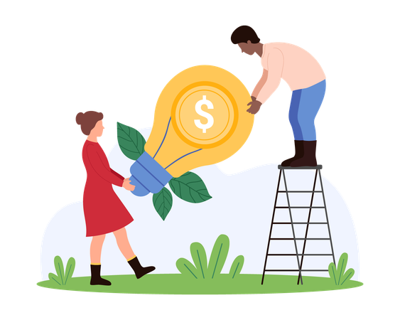 Business people working on innovative project  Illustration